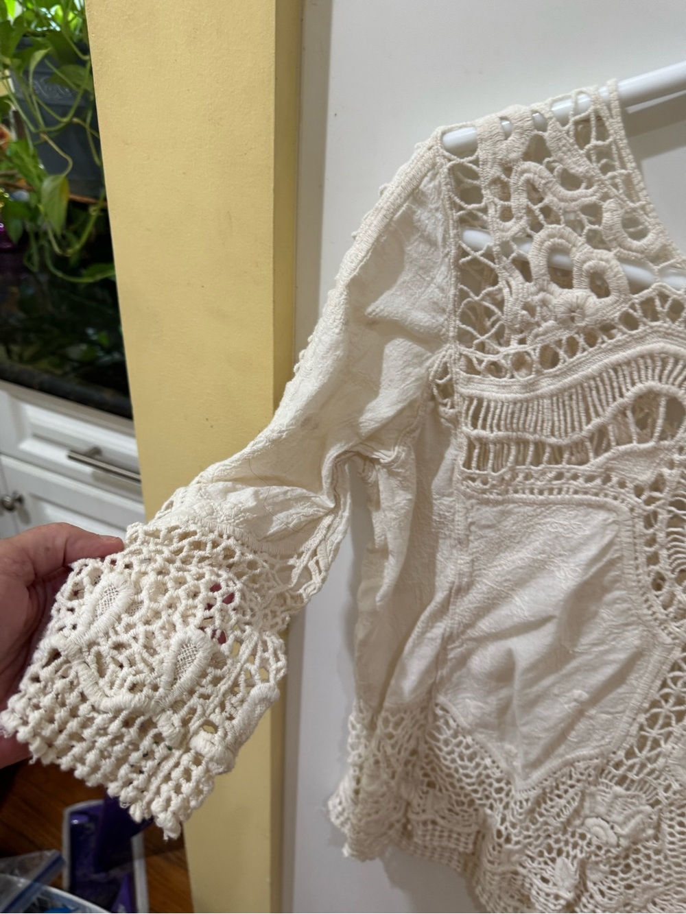 Taylor & Sage Ivory Crochet Lace Boho Blouse - Picture 4 of 6